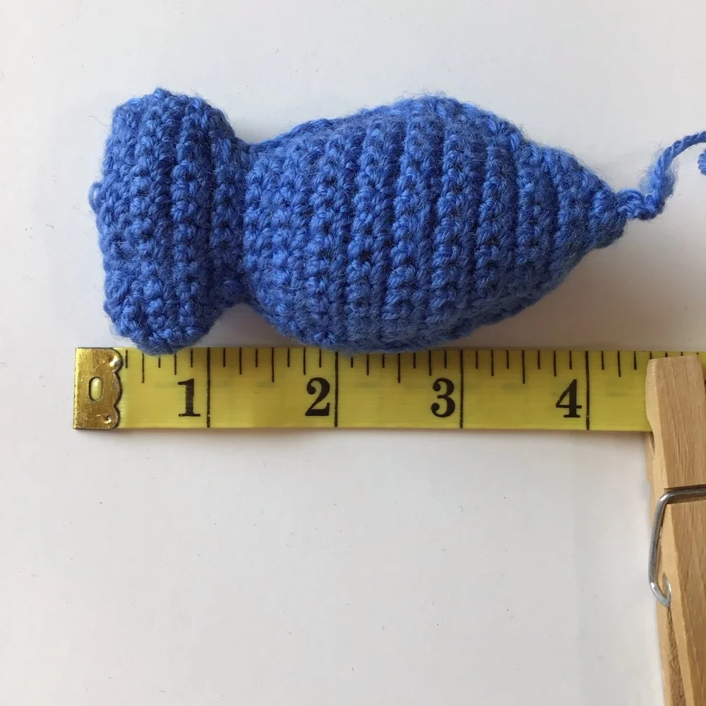 Handmade Crocheted Cat Toy Blue Fish With 32